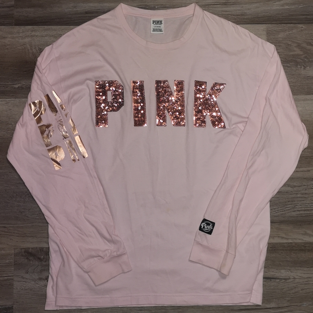 pink victoria's secret, size large long sleeve, pink